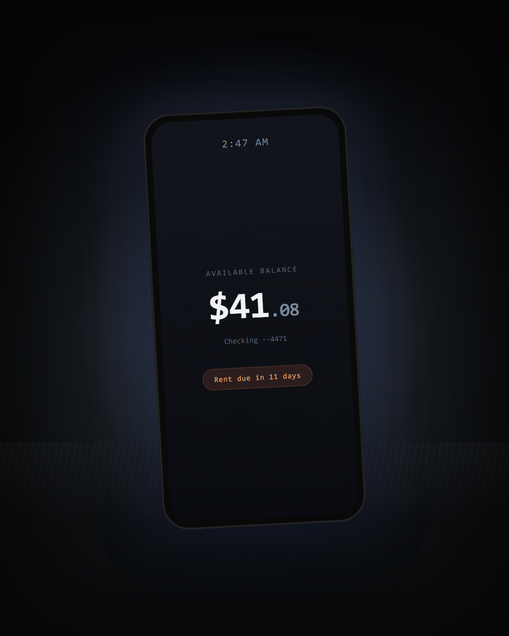 Phone showing low balance at 2am