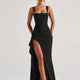 HugCitar Maxi Dress — Ruched Slit Gown
