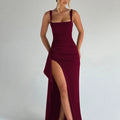 HugCitar Maxi Dress — Wine Red front