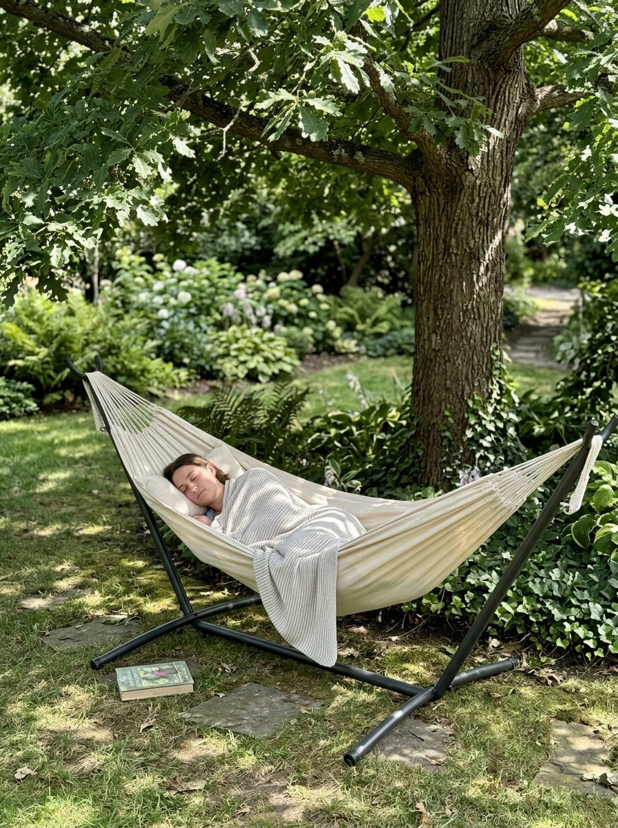 Customer relaxing in garden